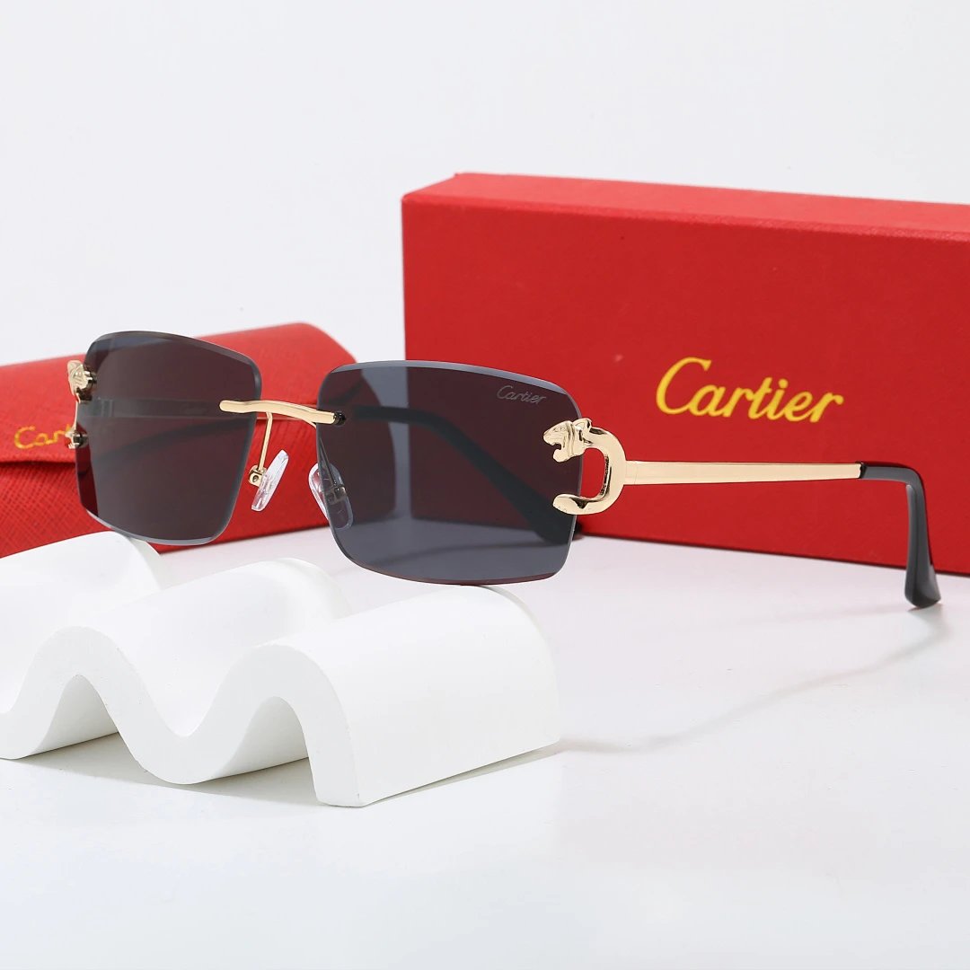 Cartier Red Tinted Lens Geometric Sunglasses, Polished Frame Style 08