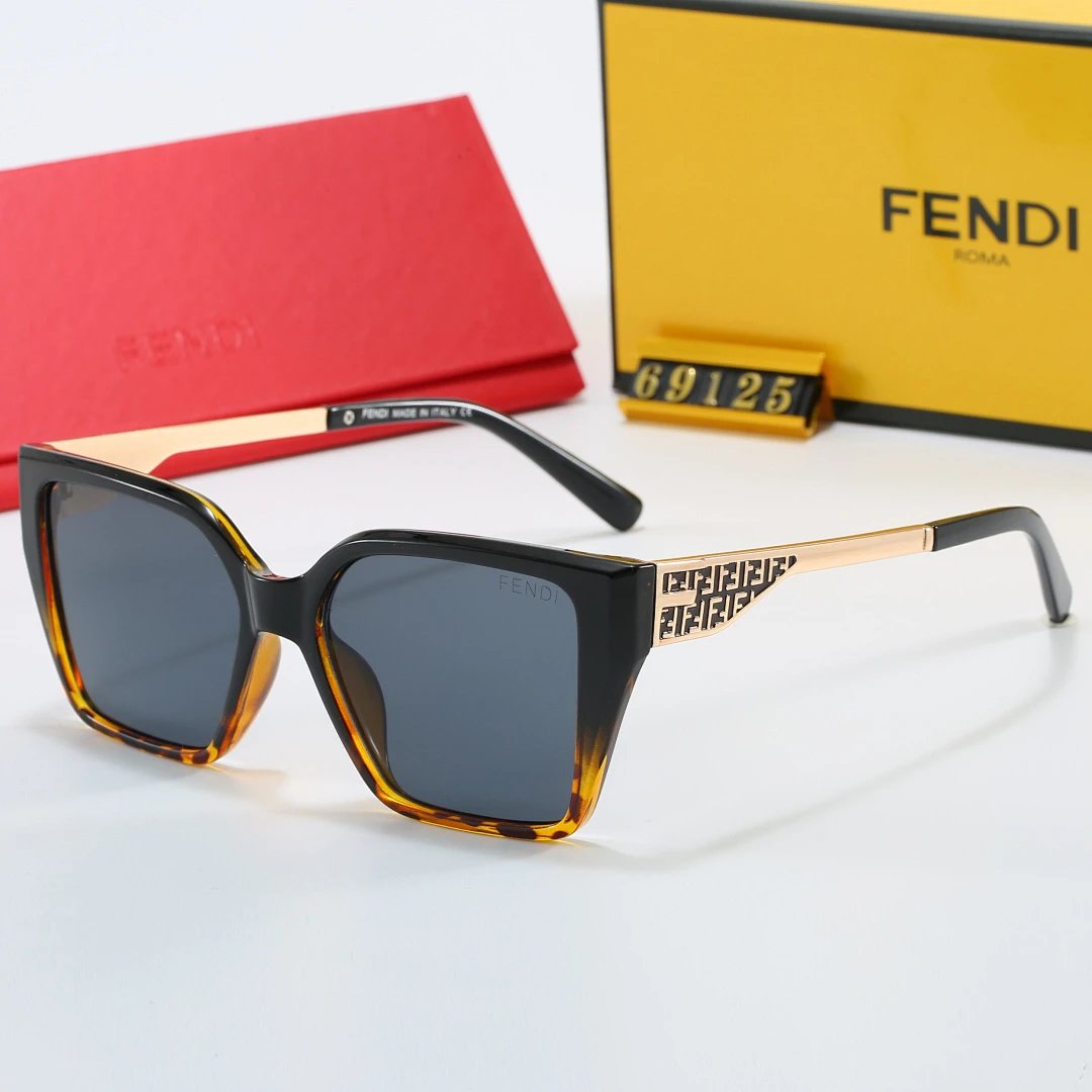 Fendi Brown Tinted Lens Square Sunglasses, Polished Frame Style 12
