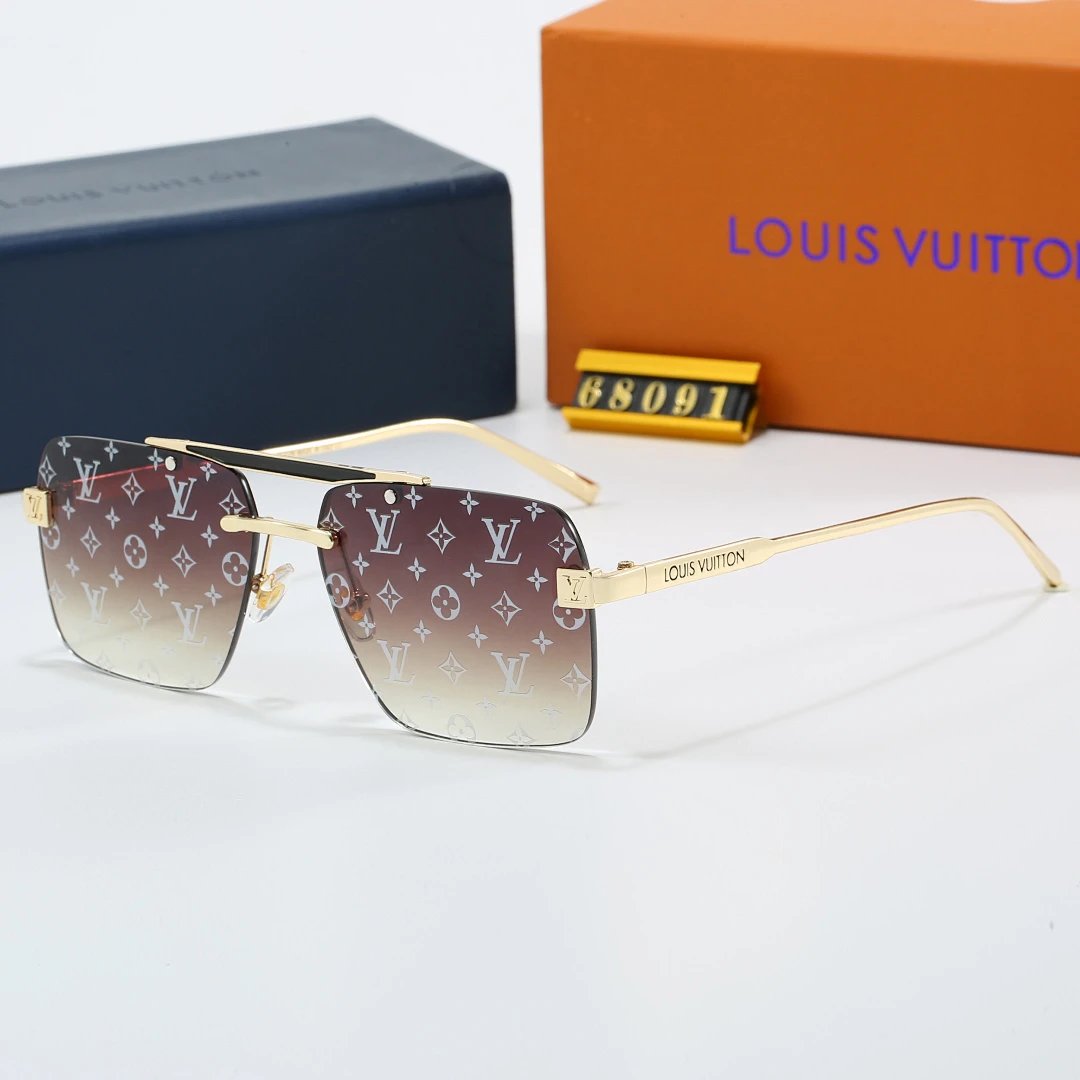 Louis Vuitton Brown Tinted Lens Square Sunglasses, Polished Frame Style 34