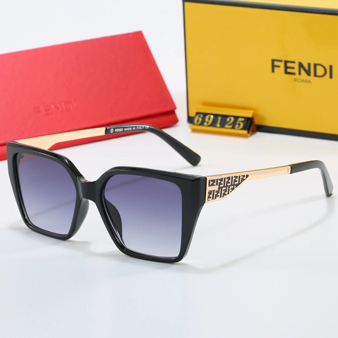 Fendi Brown Tinted Lens Square Sunglasses, Polished Frame Style 13