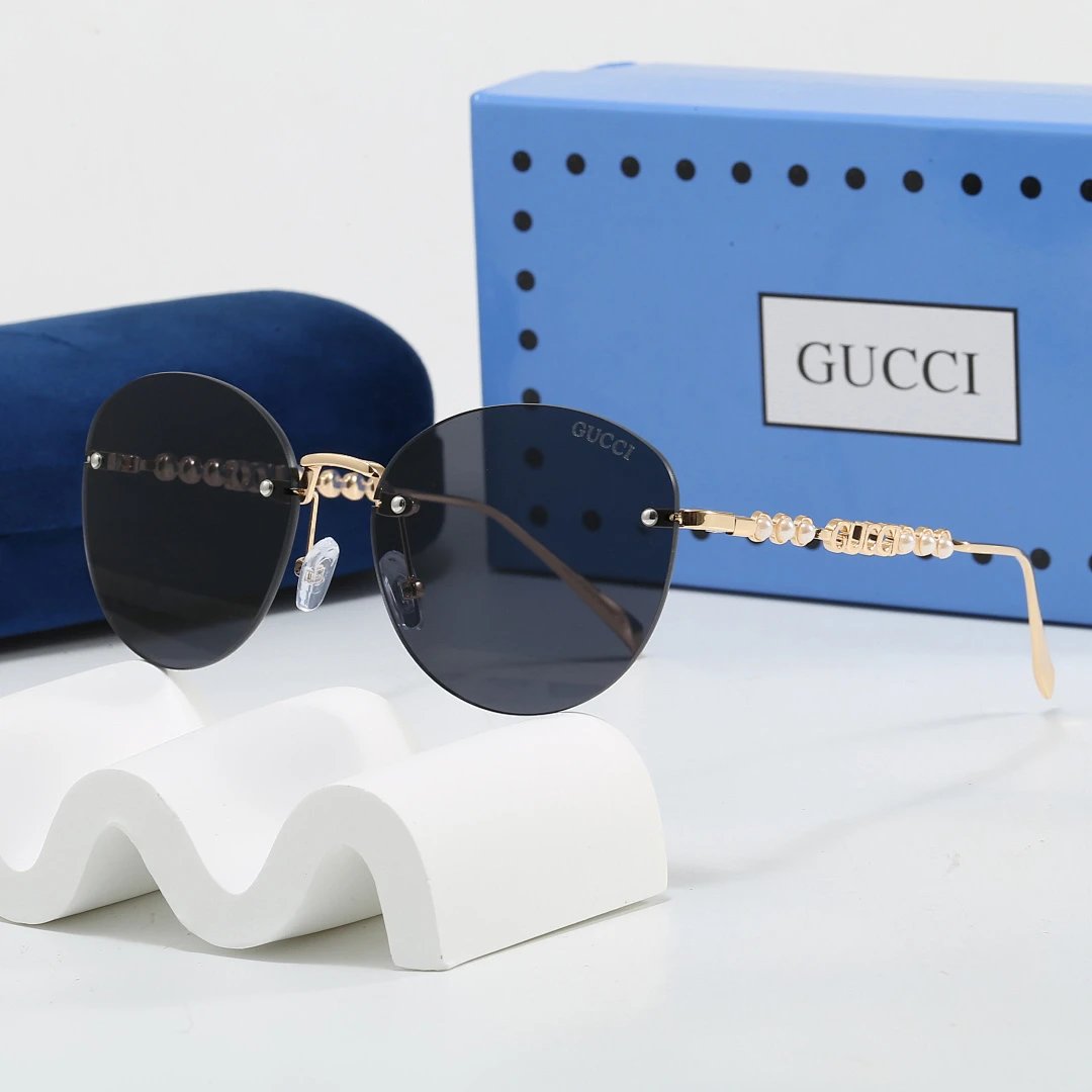 Gucci Blue Tinted Lens Square Sunglasses, Polished Frame Style 35