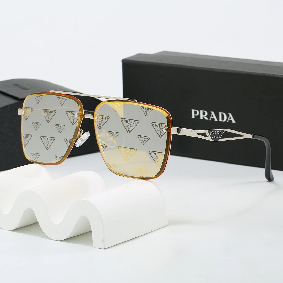 Prada Black Tinted Lens Square Sunglasses, Polished Frame Style 28