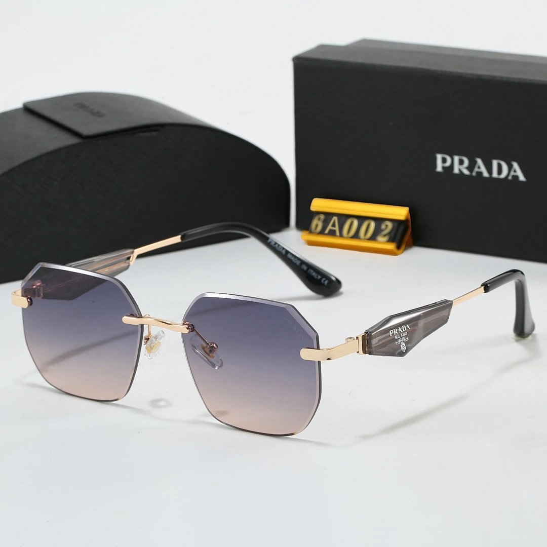 Prada Black Tinted Lens Square Sunglasses, Polished Frame Style 10