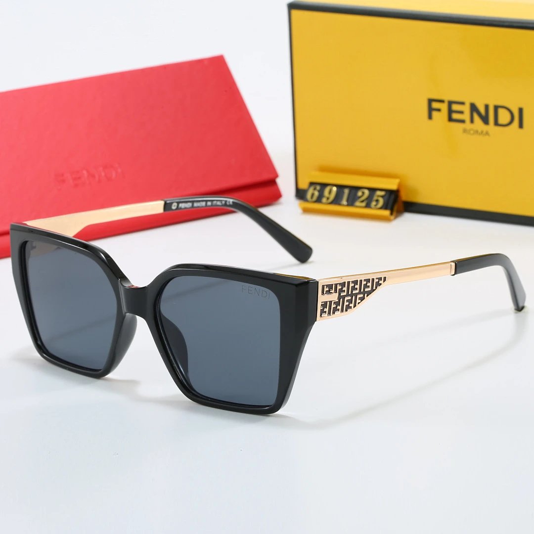 Fendi Brown Tinted Lens Square Sunglasses, Polished Frame Style 15