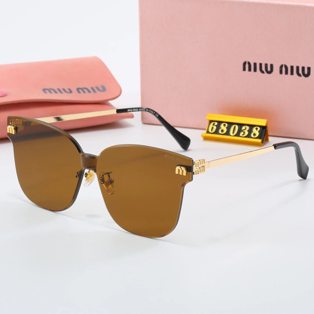 Miu Miu Brown Tinted Lens Square Sunglasses, Polished Frame Style 13