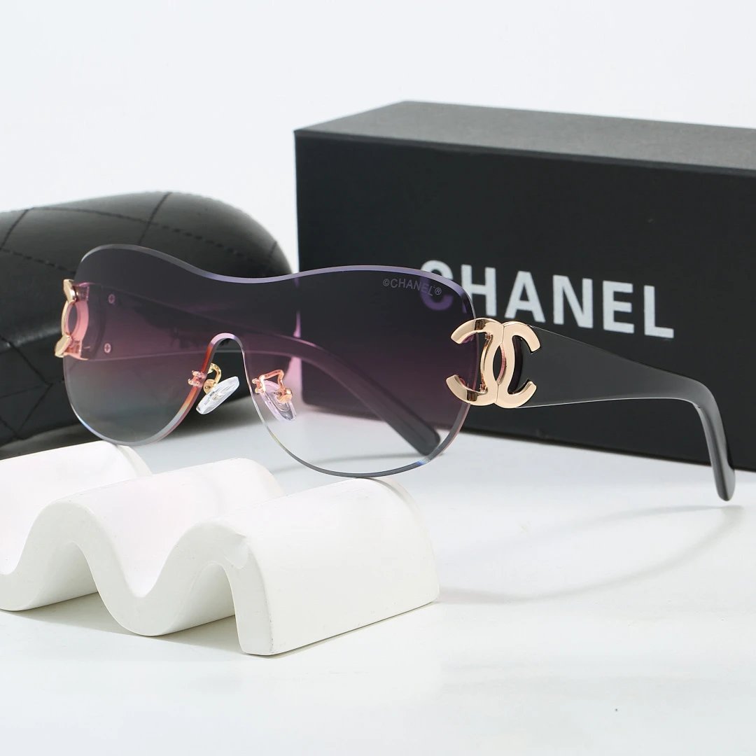 Chanel Black Tinted Lens Square Sunglasses, Polished Frame Style 24