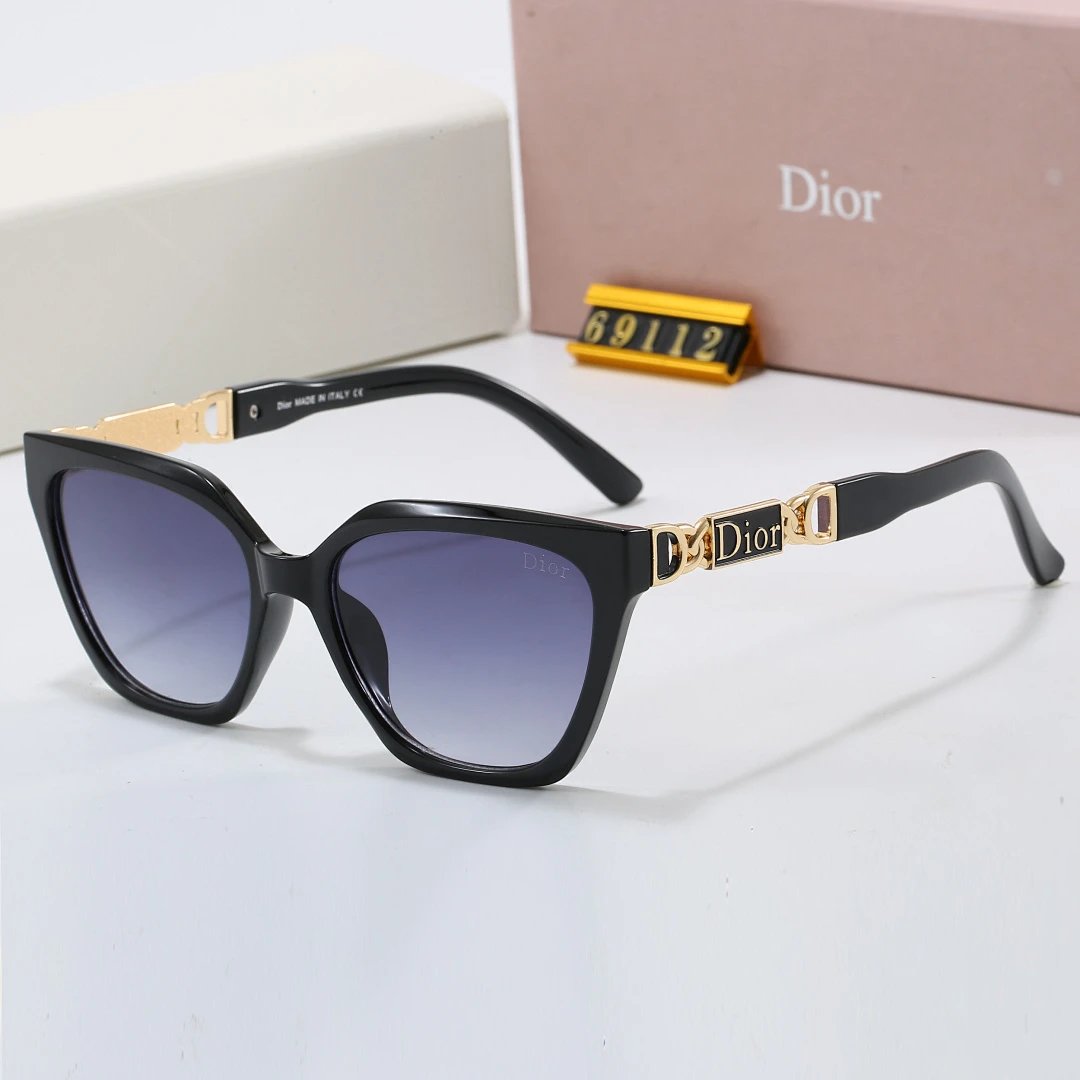 Dior Black Tinted Lens Square Sunglasses, Polished Frame Style 34