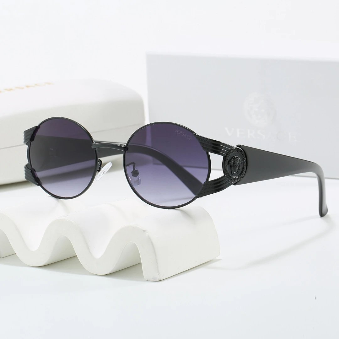 Versace Black Tinted Lens Square Sunglasses, Polished Frame Style 23