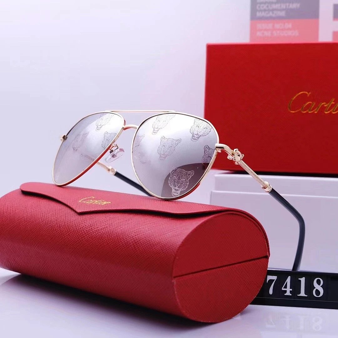 Cartier Tinted Lens Geometric Sunglasses, Polished Frame Style 05