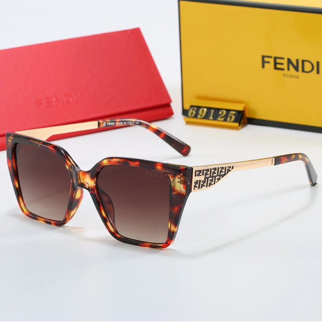 Fendi Brown Tinted Lens Square Sunglasses, Polished Frame Style 11