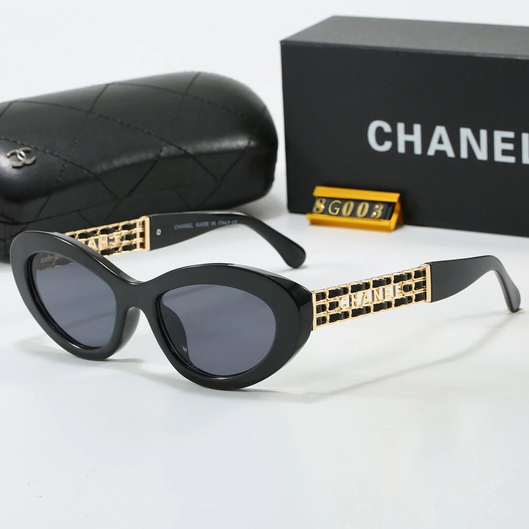 Chanel Black Tinted Lens Square Sunglasses, Polished Frame Style 07