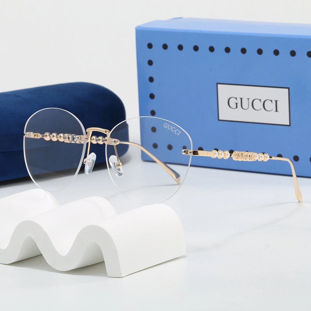 Gucci Blue Tinted Lens Square Sunglasses, Polished Frame Style 34