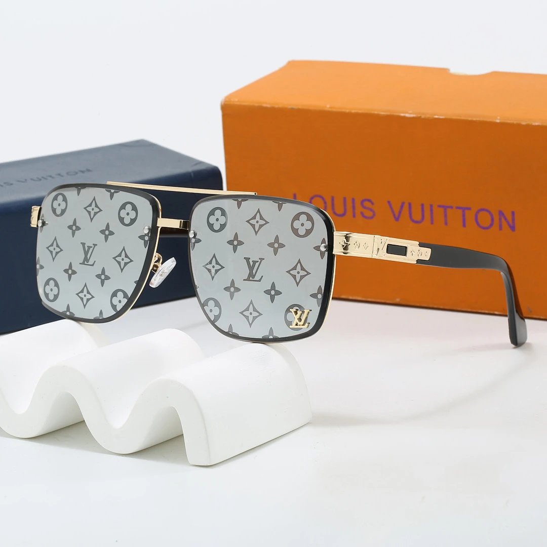 Louis Vuitton Brown Tinted Lens Square Sunglasses, Polished Frame Style 17