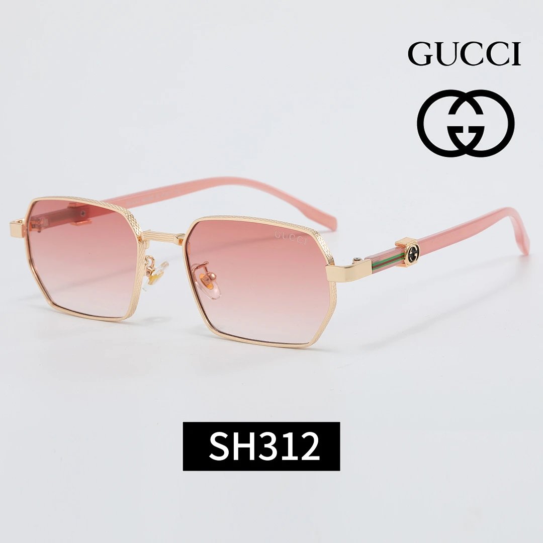 Gucci Black Tinted Lens Square Sunglasses, Polished Frame Style 21