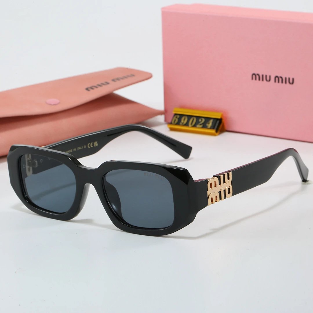 Miu Miu Black Tinted Lens Square Sunglasses, Polished Frame Style 01