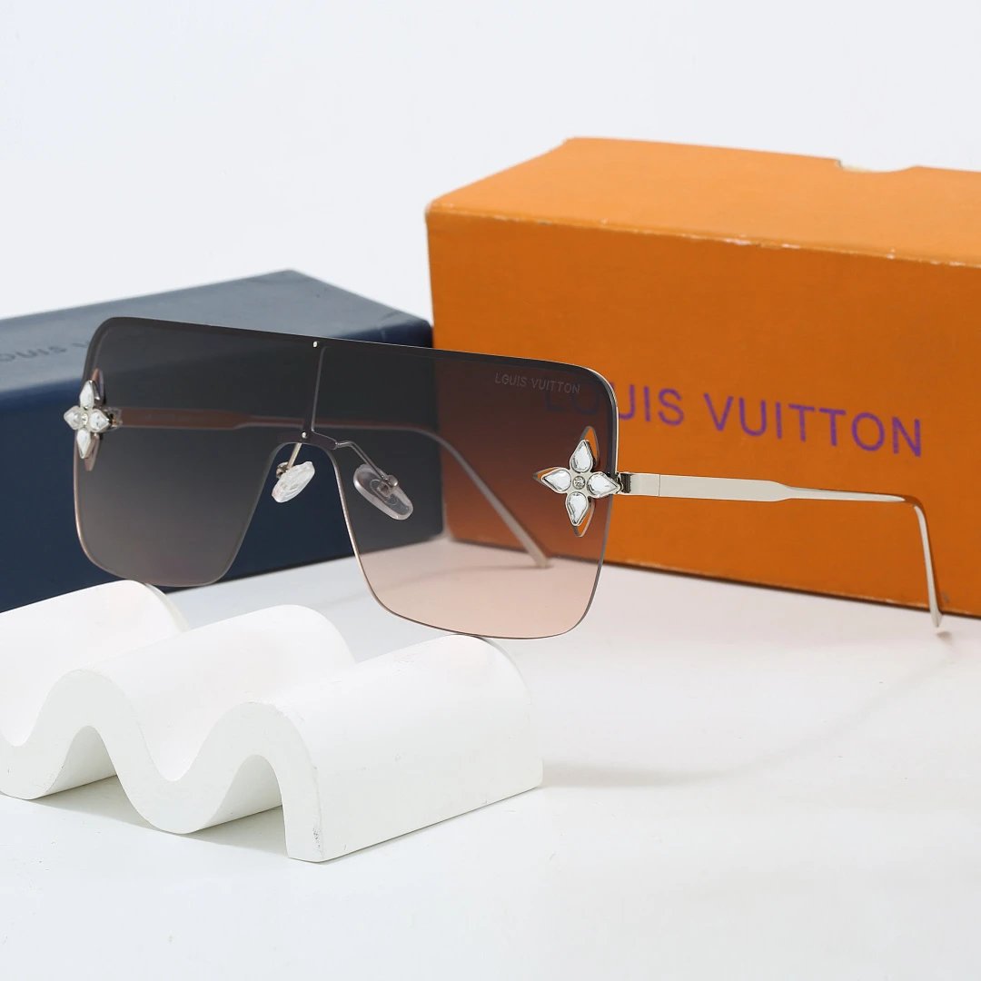 Louis Vuitton Brown Tinted Lens Square Sunglasses, Polished Frame Style 10