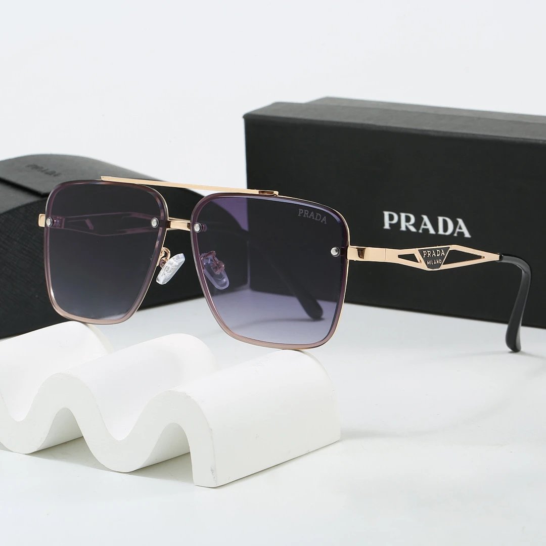 Prada Black Tinted Lens Square Sunglasses, Polished Frame Style 27