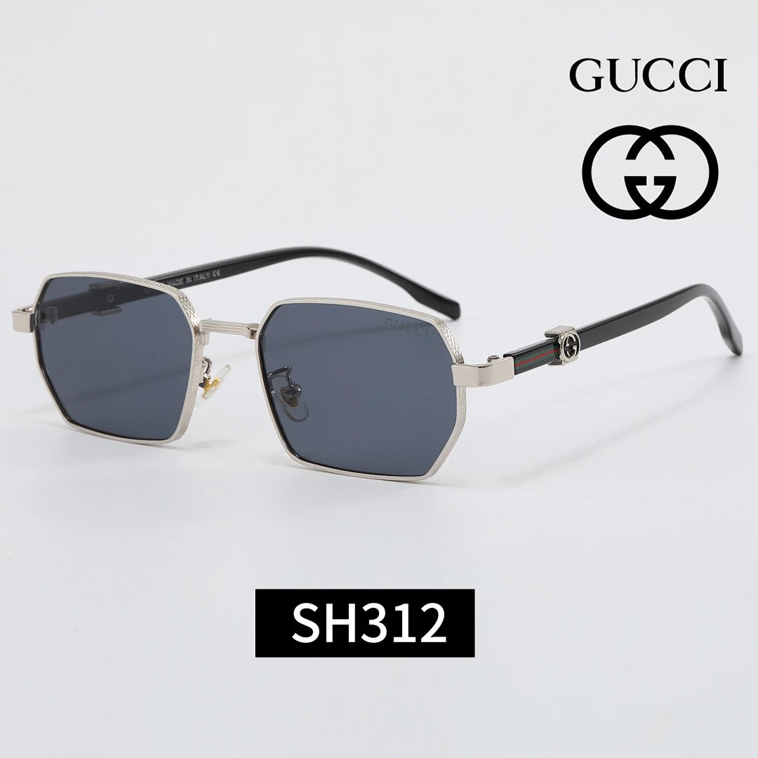 Gucci Black Tinted Lens Square Sunglasses, Polished Frame Style 22