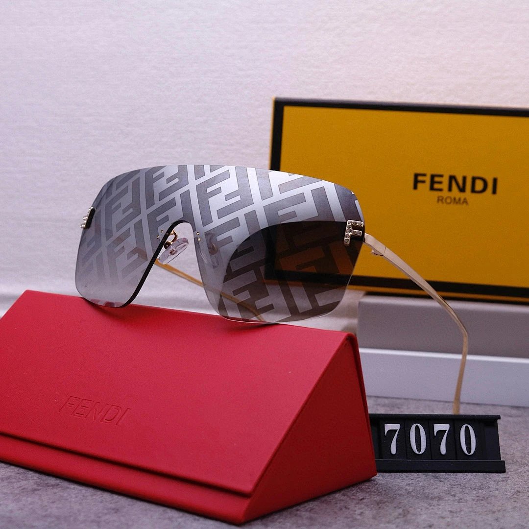 Fendi Tinted Lens Square Sunglasses, Polished Frame Style 19