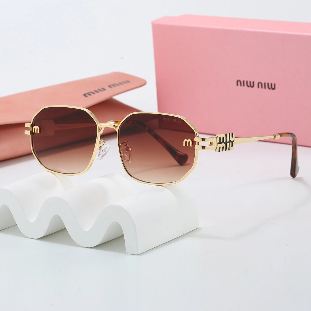 Miu Miu Brown Tinted Lens Square Sunglasses, Polished Frame Style 09