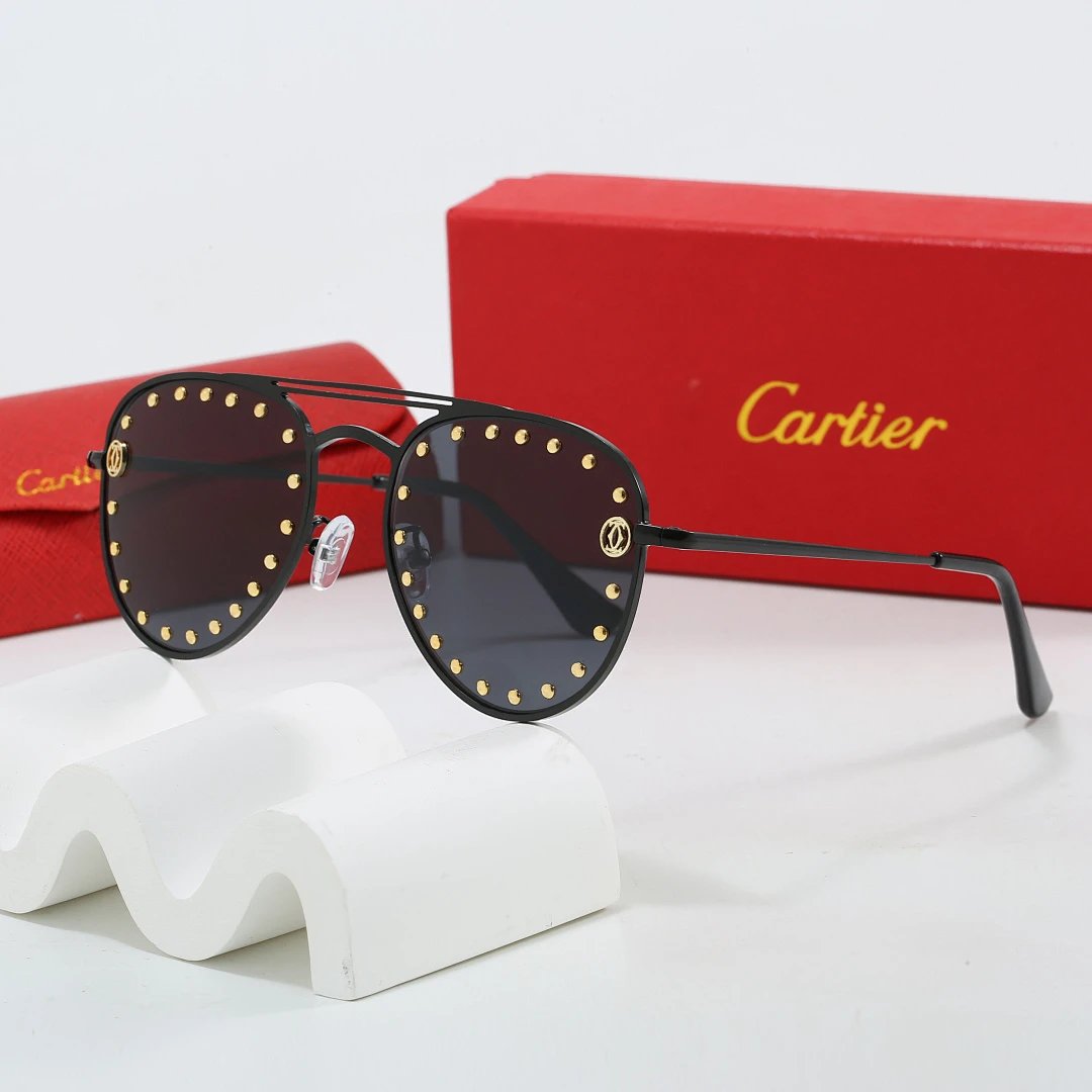 Cartier Red Tinted Lens Geometric Sunglasses, Polished Frame Style 04