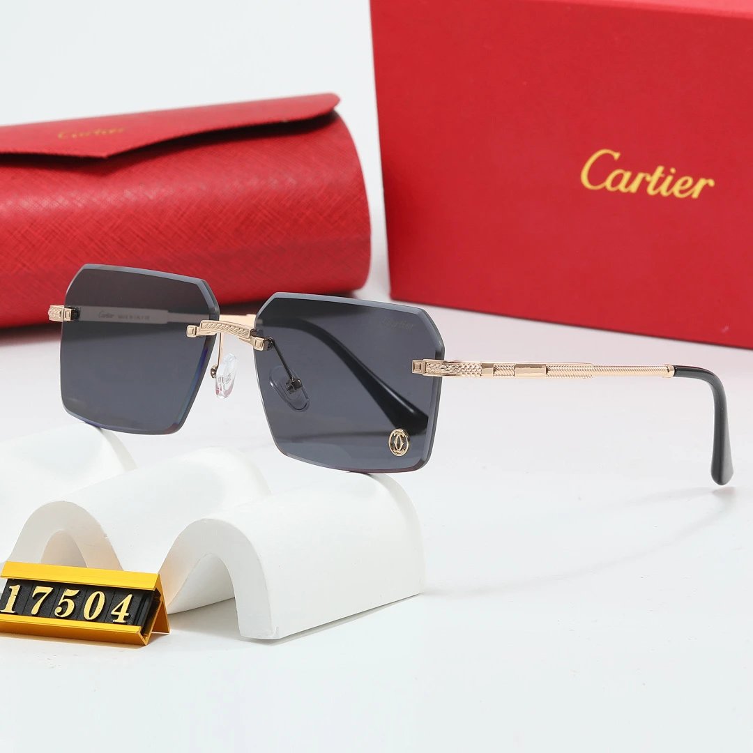 Cartier Red Tinted Lens Geometric Sunglasses, Polished Frame Style 05