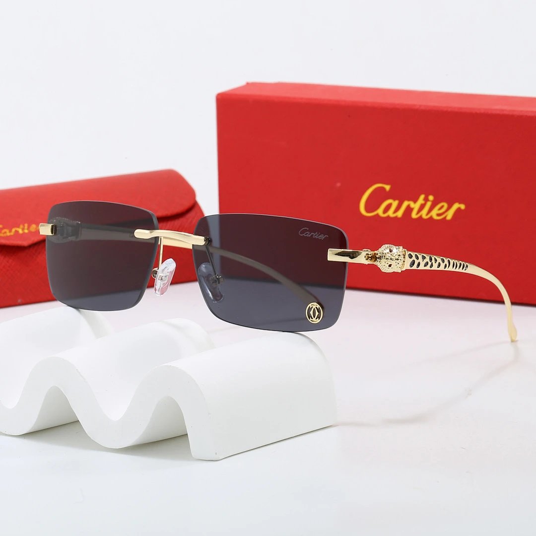 Cartier Red Tinted Lens Geometric Sunglasses, Polished Frame Style 08