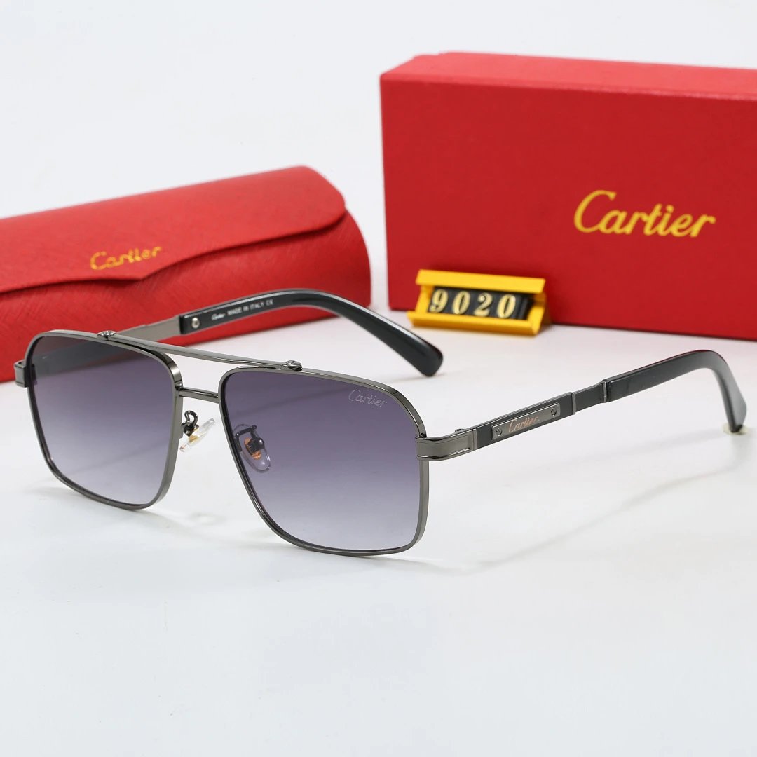 Cartier Red Tinted Lens Geometric Sunglasses, Polished Frame Style 07