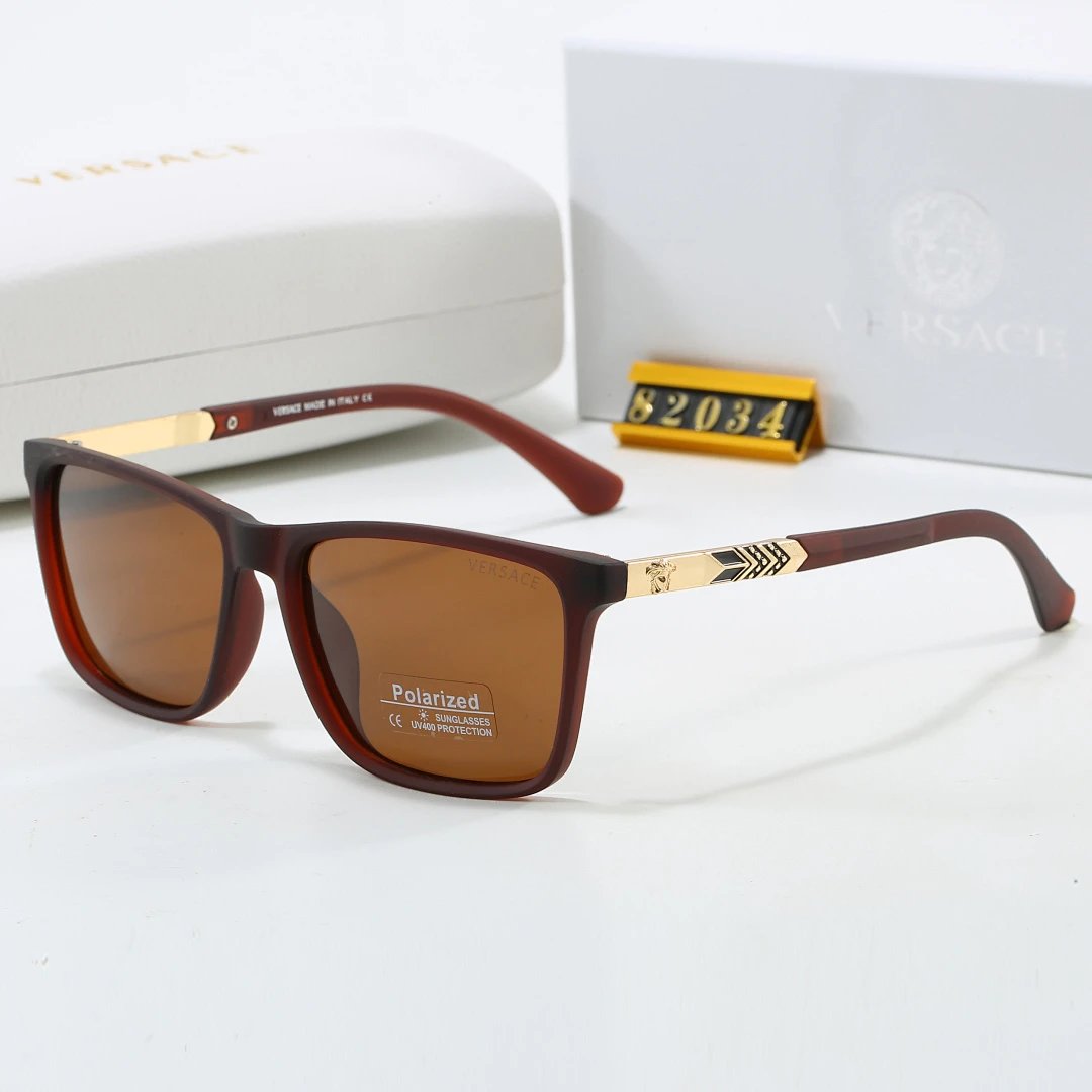 Versace Brown Tinted Lens Square Sunglasses, Polished Frame Style 11