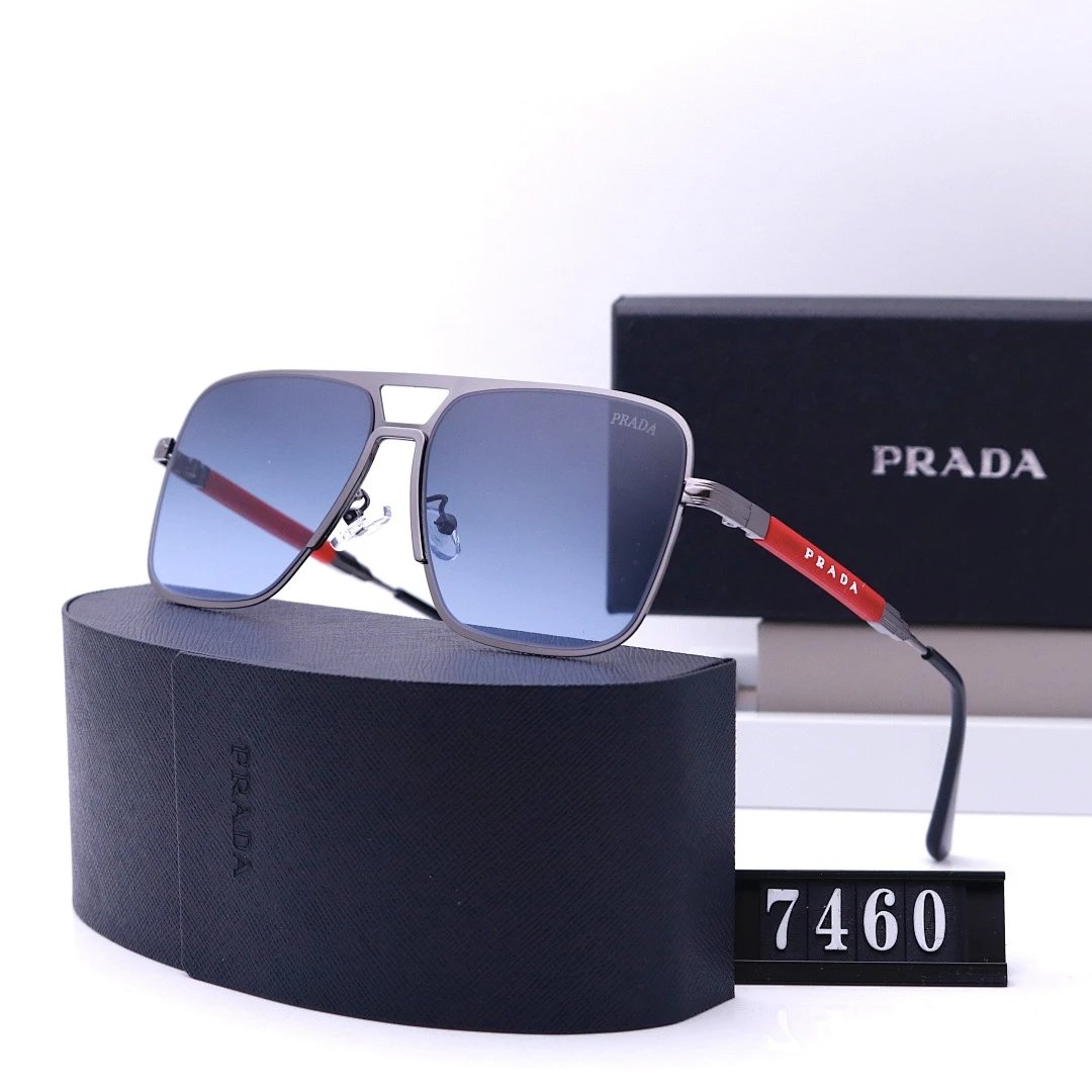 Prada Black Tinted Lens Square Sunglasses, Polished Frame Style 11