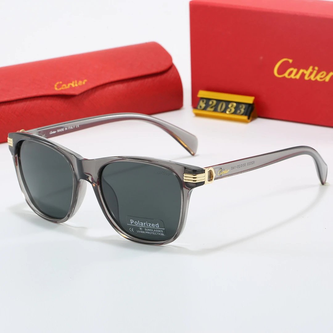 Cartier Red Tinted Lens Geometric Sunglasses, Polished Frame Style 07