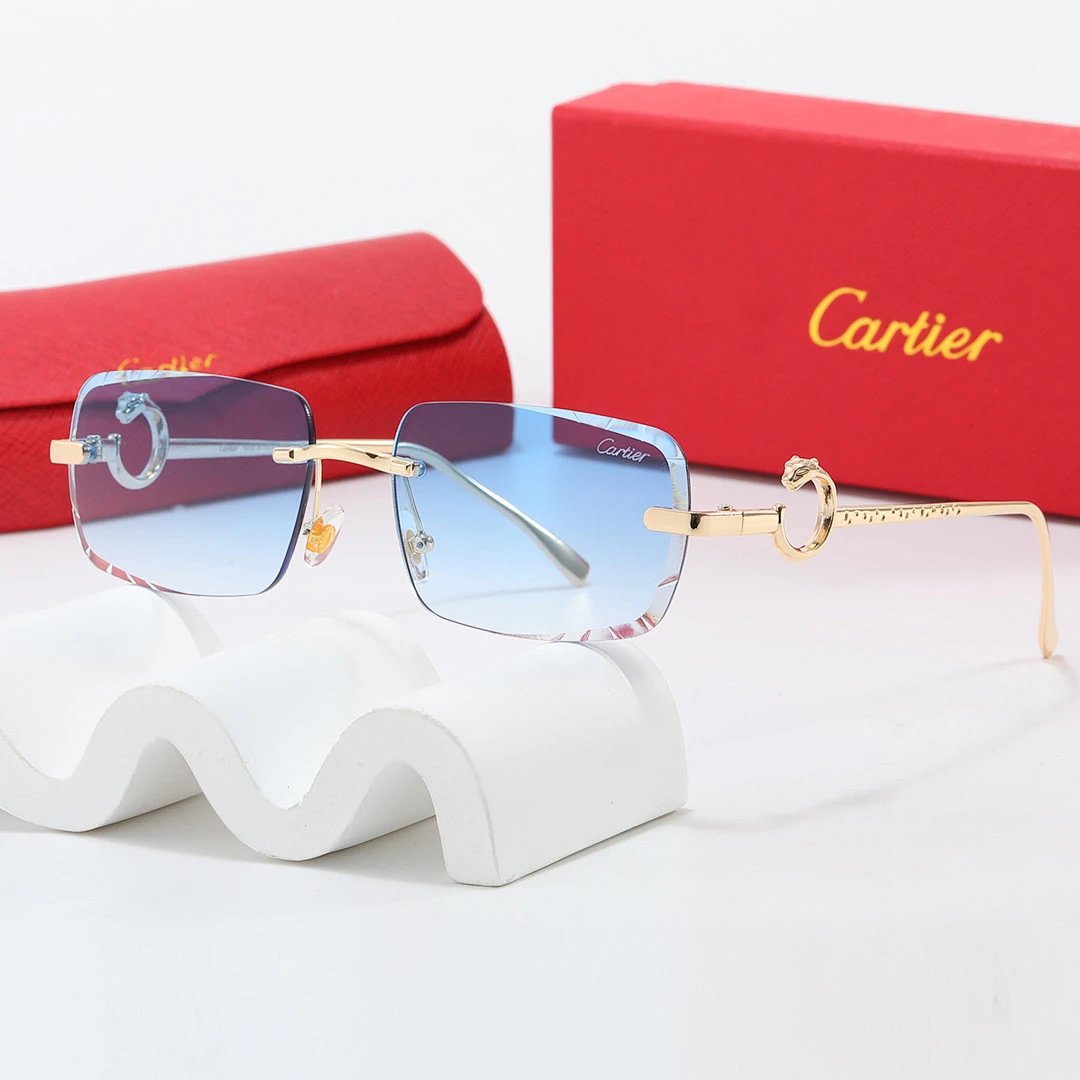 Cartier Red Tinted Lens Geometric Sunglasses, Polished Frame Style 24
