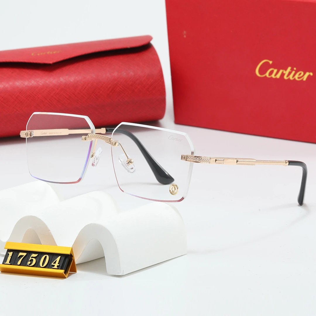 Cartier Red Tinted Lens Geometric Sunglasses, Polished Frame Style 07