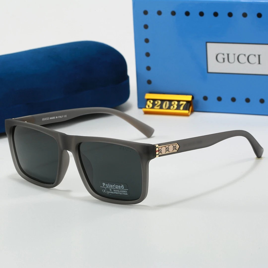 Gucci Blue Tinted Lens Square Sunglasses, Polished Frame Style 29