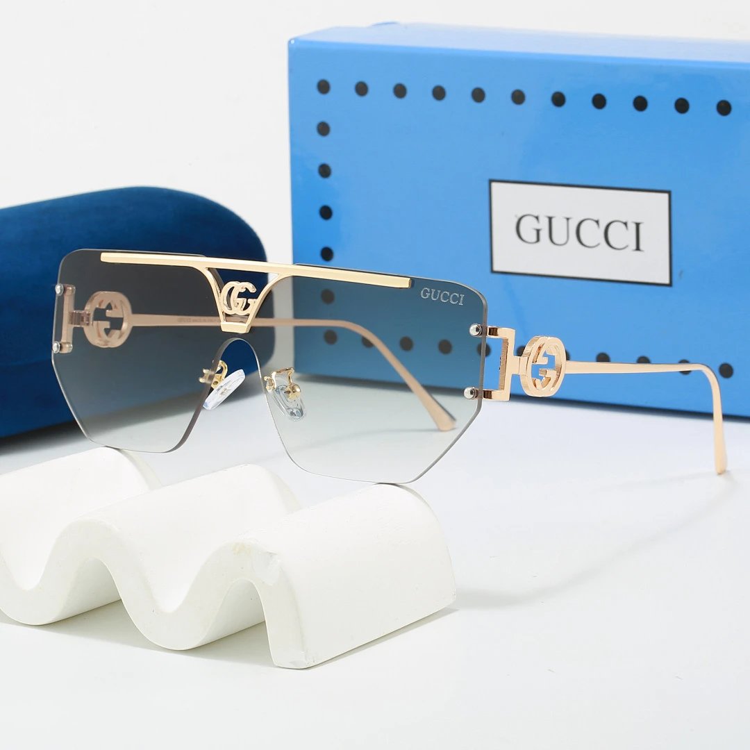 Gucci Blue Tinted Lens Square Sunglasses, Polished Frame Style 20