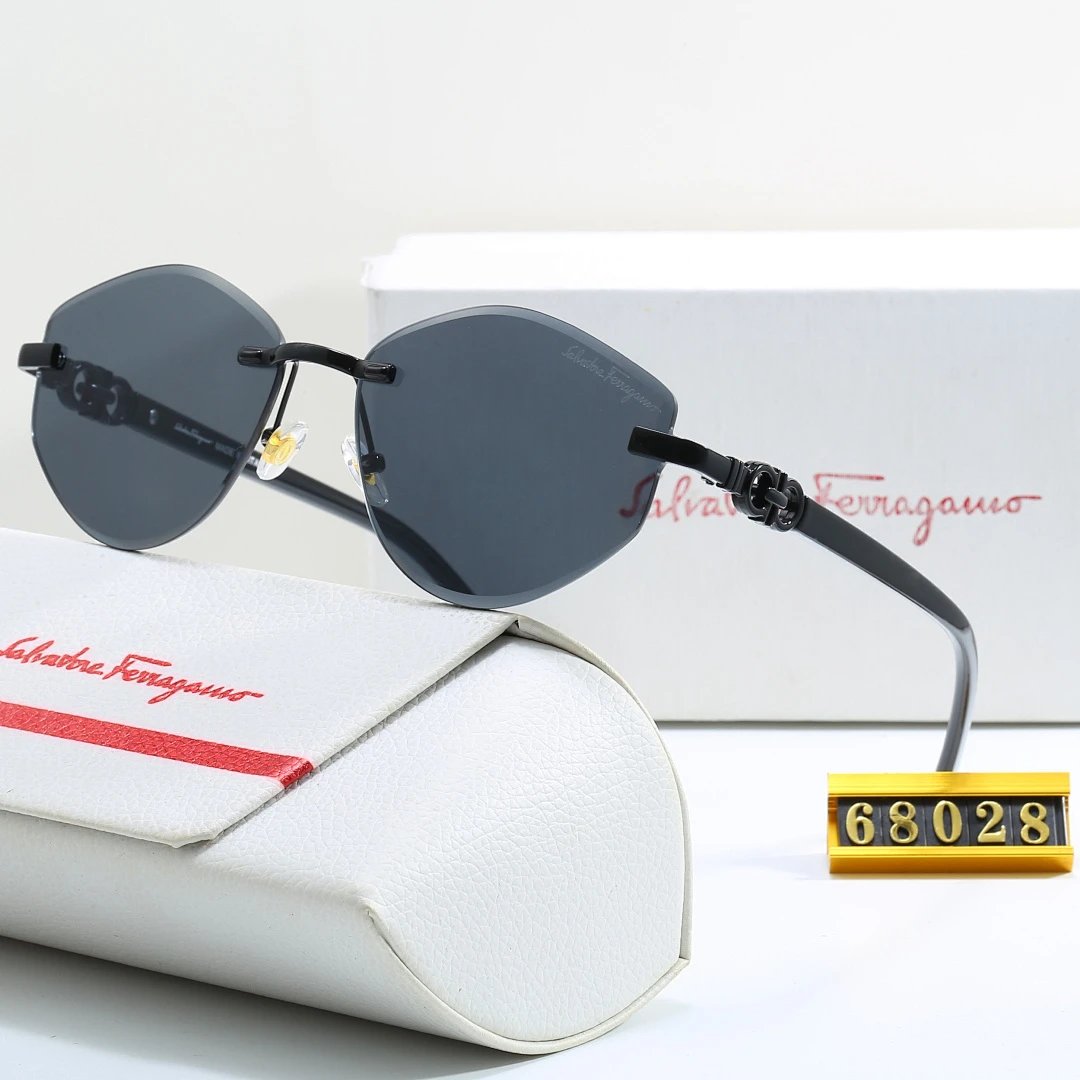 Ferragamo Tinted Lens Square Sunglasses, Polished Frame Style 03