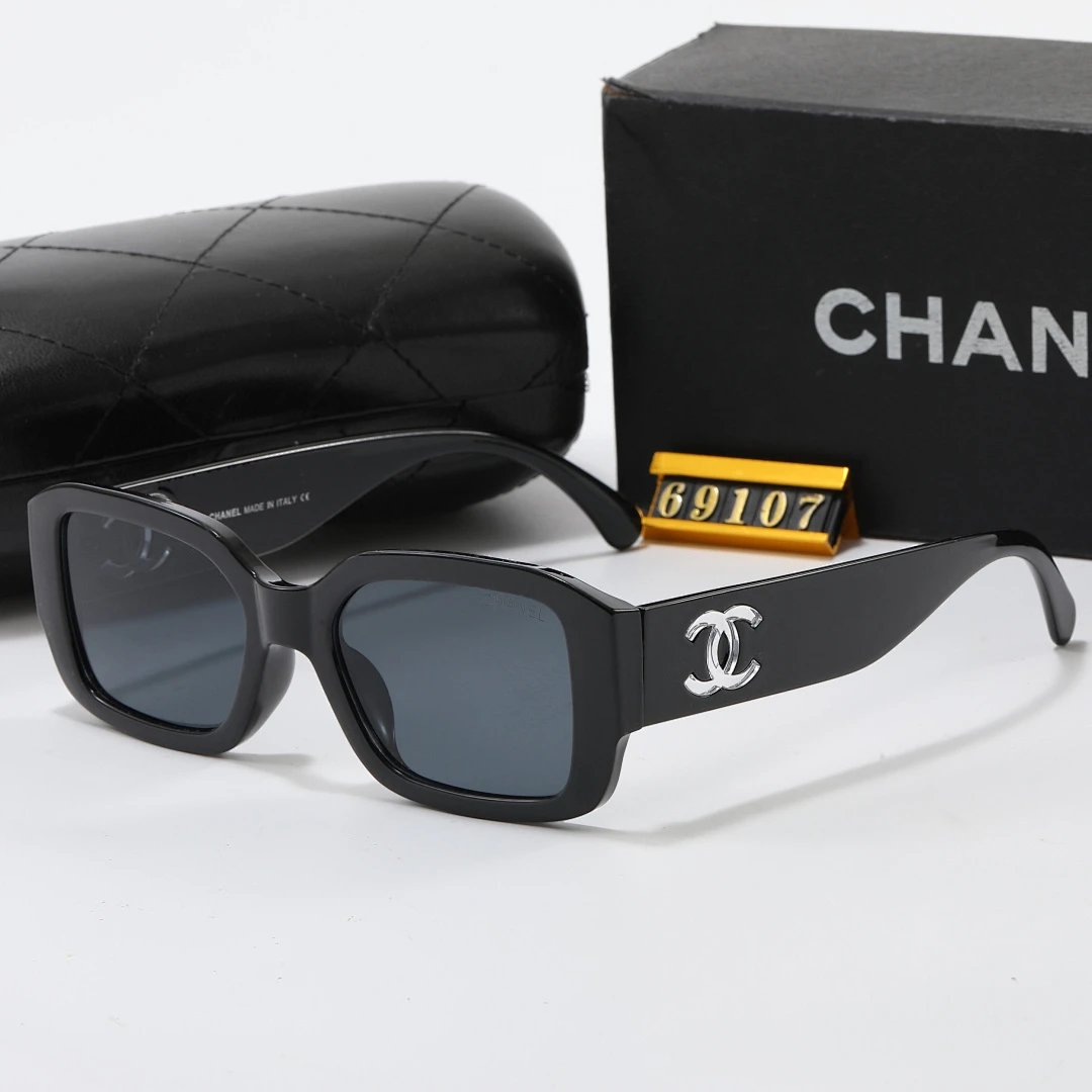 Chanel Black Tinted Lens Square Sunglasses, Polished Frame Style 13