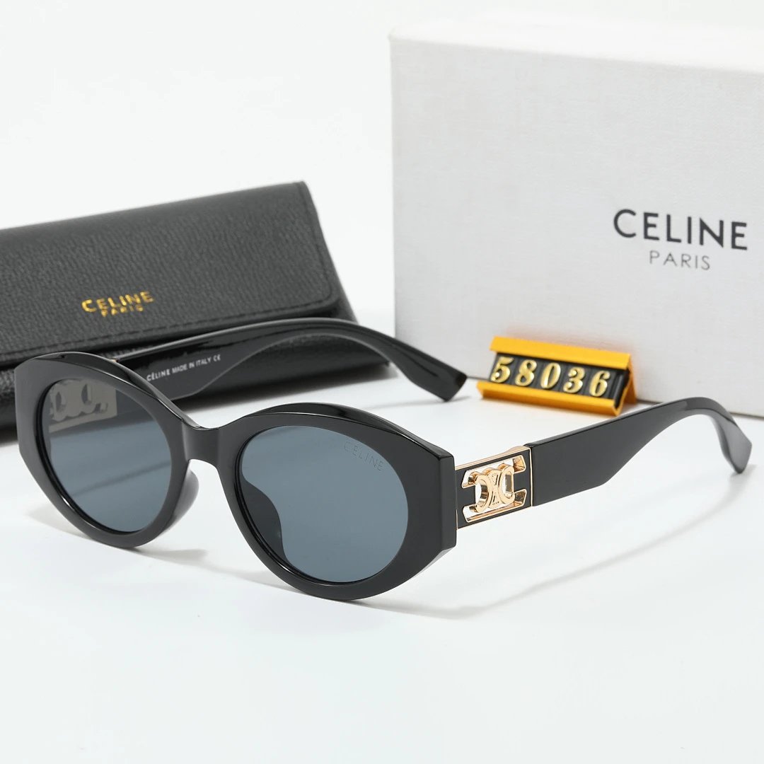 Celine Black Tinted Lens Square Sunglasses, Polished Frame Style 15