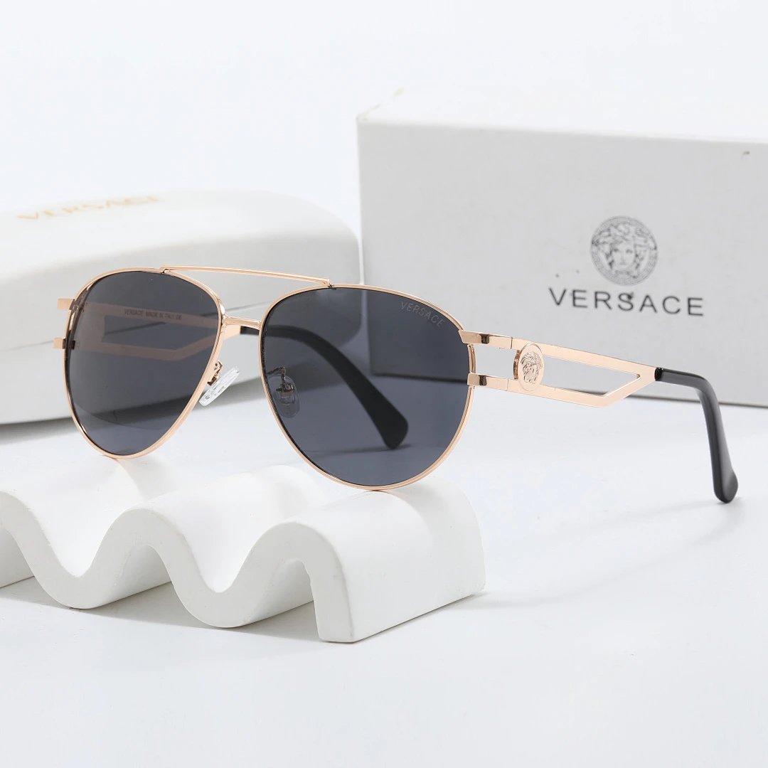 Versace Black Tinted Lens Square Sunglasses, Polished Frame Style 25