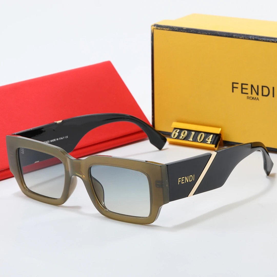 Fendi Brown Tinted Lens Square Sunglasses, Polished Frame Style 07