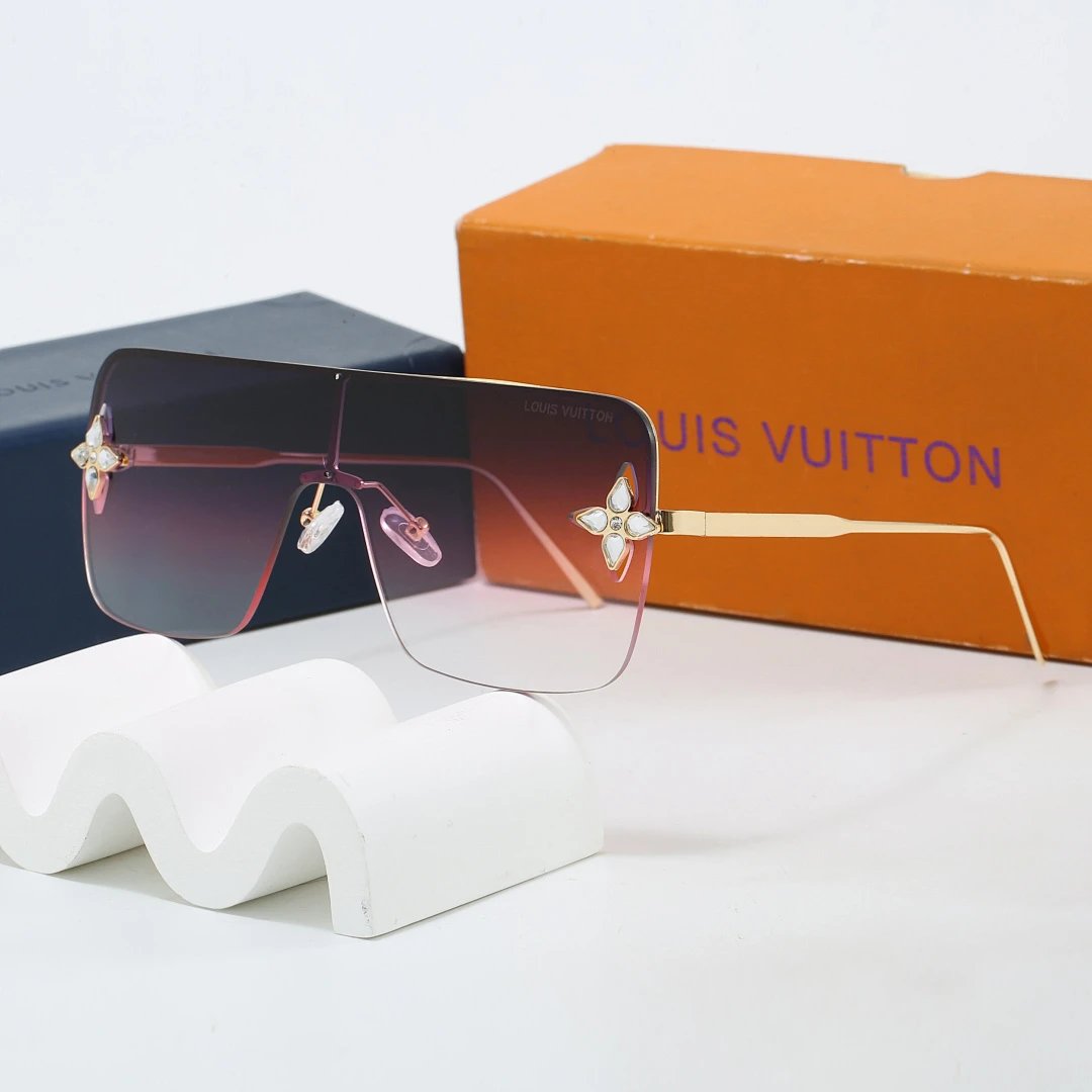 Louis Vuitton Brown Tinted Lens Square Sunglasses, Polished Frame Style 14