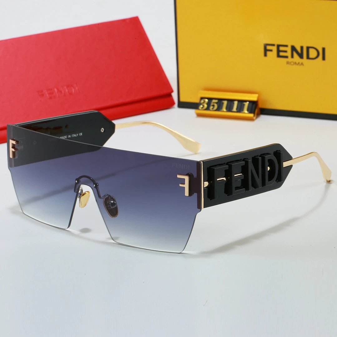 Fendi Brown Tinted Lens Square Sunglasses, Polished Frame Style 16