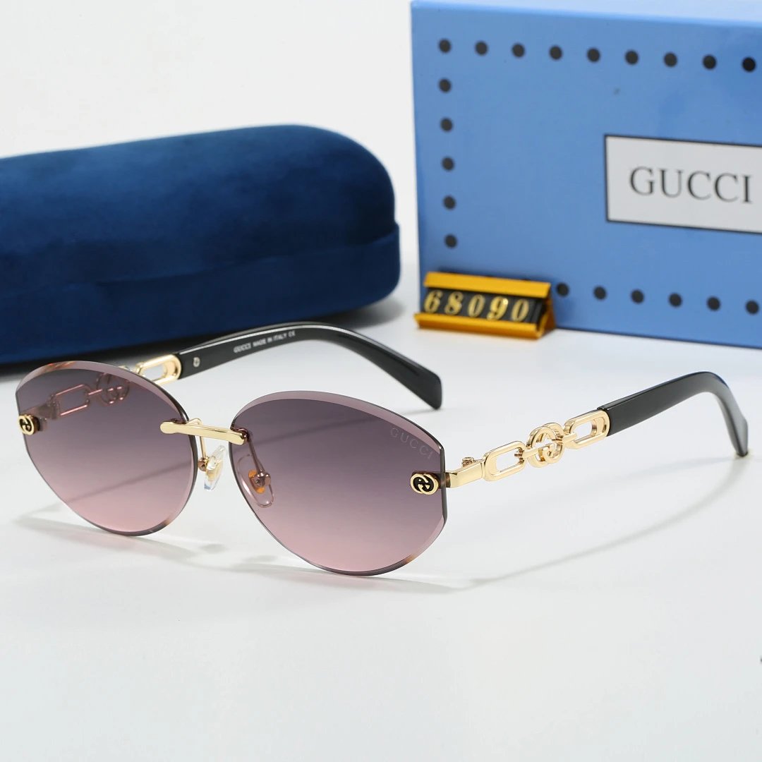 Gucci Blue Tinted Lens Square Sunglasses, Polished Frame Style 36