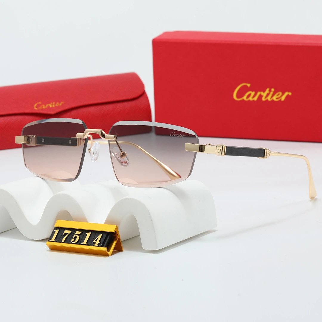 Cartier Red Tinted Lens Geometric Sunglasses, Polished Frame Style 05
