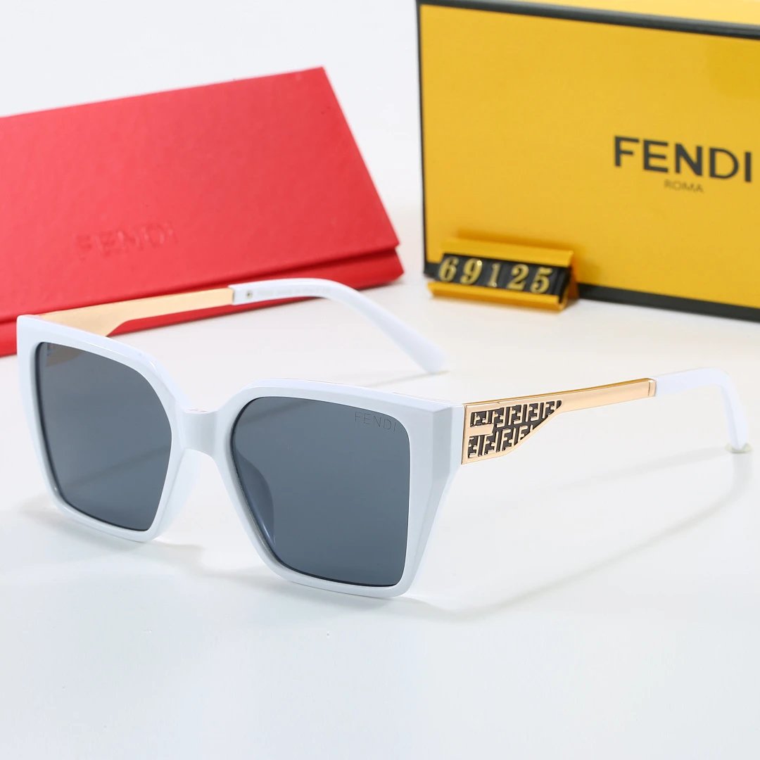 Fendi Brown Tinted Lens Square Sunglasses, Polished Frame Style 14