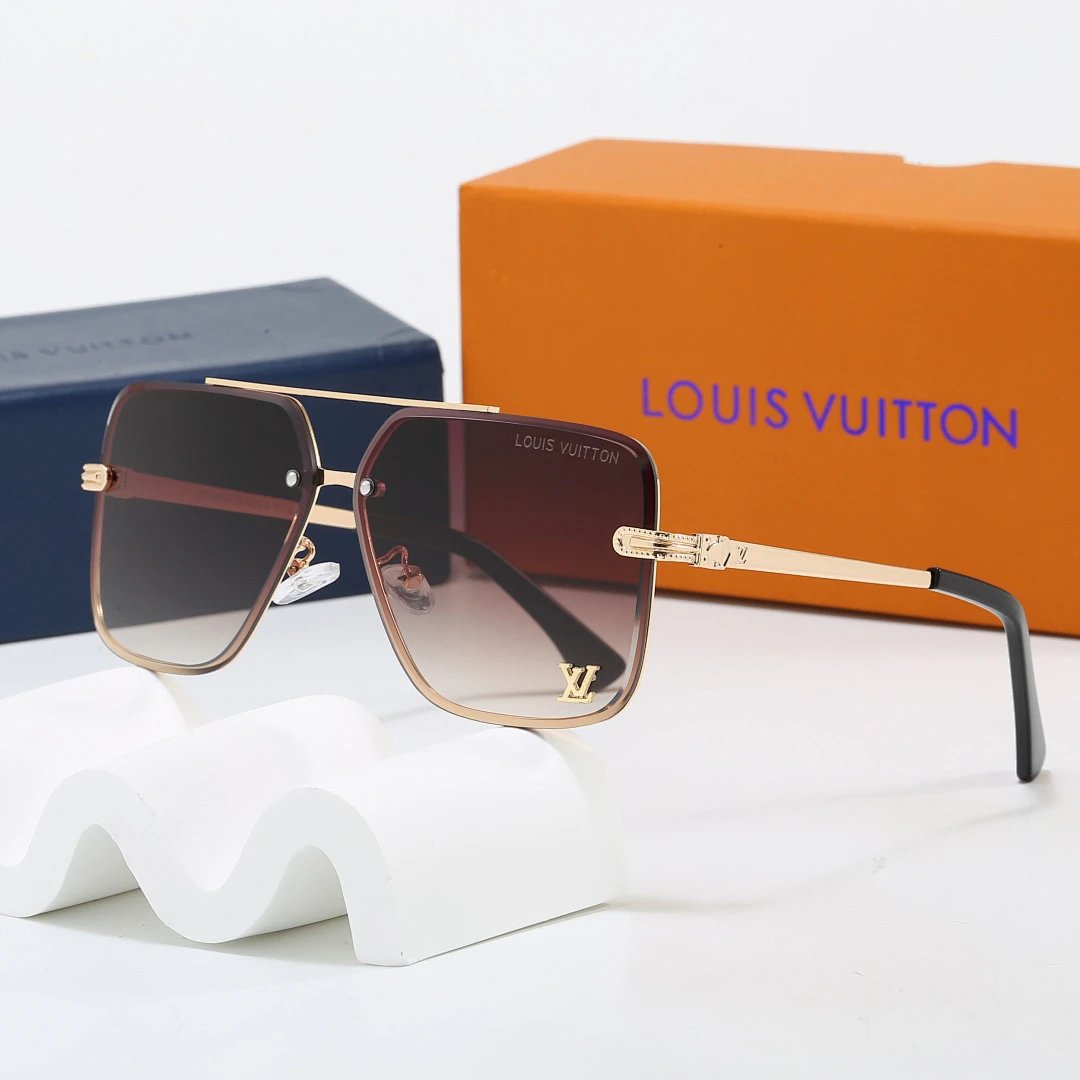 Louis Vuitton Brown Tinted Lens Square Sunglasses, Polished Frame Style 08