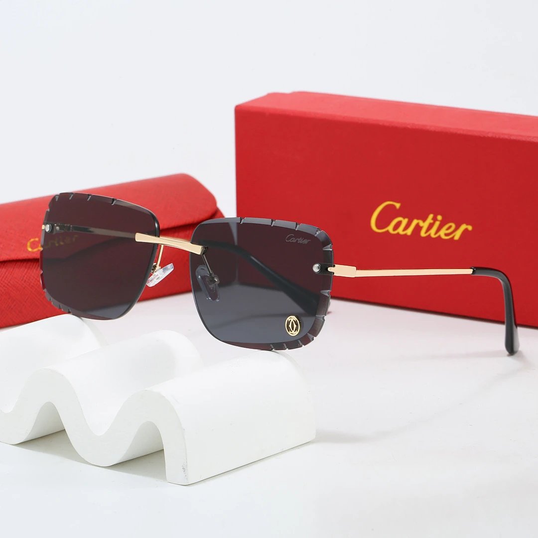 Cartier Red Tinted Lens Geometric Sunglasses, Polished Frame Style 08