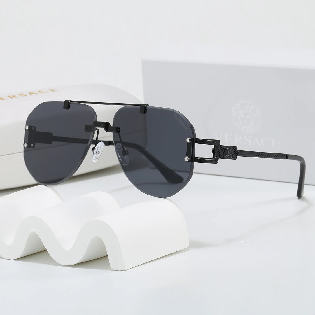 Versace Black Tinted Lens Square Sunglasses, Polished Frame Style 21