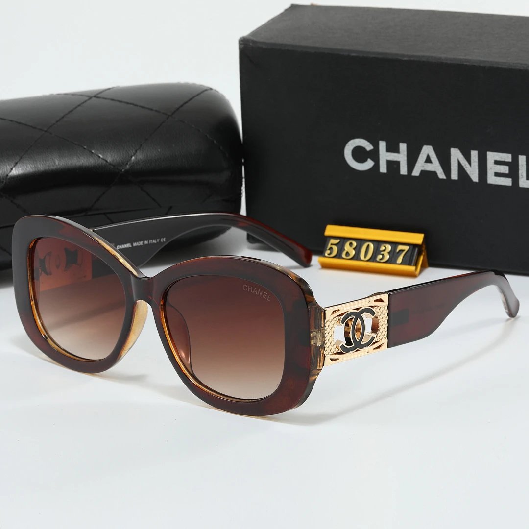 Chanel Black Tinted Lens Square Sunglasses, Polished Frame Style 24