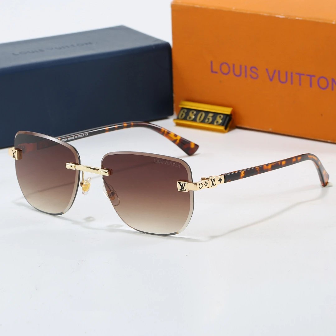 Louis Vuitton Brown Tinted Lens Square Sunglasses, Polished Frame Style 40